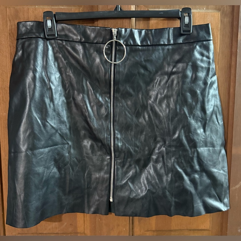Black faux leather skirt